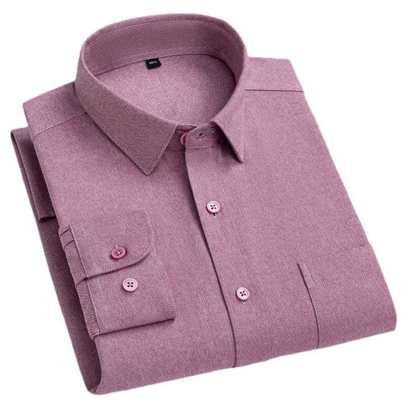 Men's Long Sleeve Solid Color Pocket Light Business Shirt rolled and folded in a stylish solid color design.