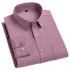 Men's Long Sleeve Solid Color Pocket Light Business Shirt rolled and folded in a stylish solid color design.