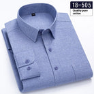Men's Long Sleeve Solid Color Pocket Light Business Shirt in blue, made of quality pure cotton, stylish and comfortable.
